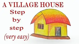 How to draw A Village House / Hut step by step (very easy) || drawing || art video