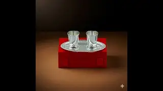 Silver-Plated 2 Brass Glass Set with a Tray Gift Box