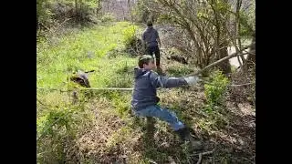 Cleaning out the  fence rolls#farmlife #farmfencing #aboyandhisdog 