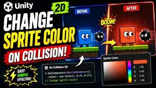 Unity 2D Change Sprite Color On Collision | How To Change Sprite Color In Unity 2D | Unity Tutorial