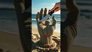 Ultra-Realistic Sand Hand Sculpture| #trending #oddlysatisfying #relaxing #viral #sandcutting #beach