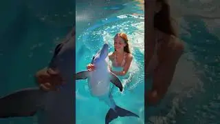girl playing with dolphin #ai #aishorts #aimusic#virtualartist #aimusic