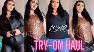 ASMR Try-on Haul with fabric scratching and whispering!! Ft leather, leggings and more!