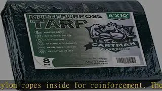 Finished Size 8' x 10' Waterproof Heavy Duty Poly Tarp 8 Mil Thick, Multipurpose Protective Cover f