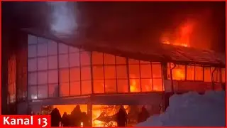 Strong fire breaks out at a construction market in Russia&rsquo;s Chelyabinsk