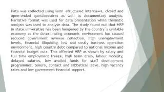 Human Resource Planning in an Unstable Economy Challenges Faced  A Case of State Universities in Zim