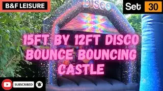 B&F Leisure Ltd, 15ft by 12ft Disco A-Frame Roofed Bouncing Castle Walk Around Video, Set30official
