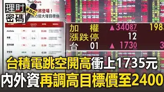 台積電跳空開高衝上1735元！法說會太狂「內外資再調高目標價至2400」【理財密碼】