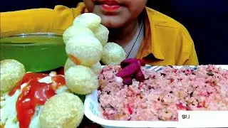 EATING SPICY GOLGAPPA PANIPURI AND BEETROOT FRIED RICE EATING CHALLENGE ASMR MUKBANG BIG BITES