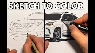 LX570 Drawing  Sketch to Color with Markers &ndash; Realistic SUV Art