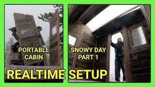 PORTABLE CABIN w/Wood Stove - from SUV to Cabin in about 60 Minutes - Realtime Setup on a Snowy Day!