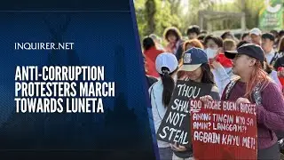 Anti-corruption protesters march towards Luneta