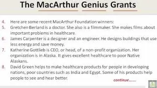 Reading | U4-L2 | The MacArthur Genius Grants