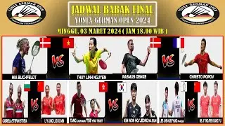 Jadwal FINAL Jerman Open 2024 Hari Ini ~ MINGGU,3 MARET 2024  ~ Live SPOTV