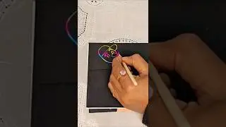 🌈 Neon Smile Art | Colorful Line Drawing on Black Paper | Satisfying Art ✨#art #shortsfeed#drawing