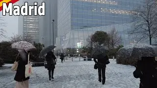 [4K] Snowfall in Madrid 🌨️ A walk through the city ❄️ (January 2026) Spain