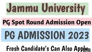 Jammu university PG Vacant Seats List out|| PG Admission 2023|| Subject wise Re Registration Start