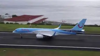 Boeing 757 taking off from Funchal Airport, Madeira - Thomson Airways,G-OOBH -