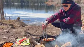 Spring in Canada l Cast Iron Cooking (easy off grid meal)