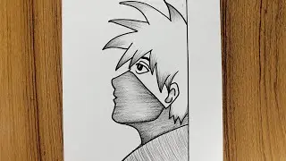 How to draw Anime boy with mask side view | Easy Anime sketch step by step