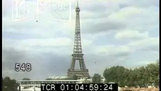 1950s Paris Landmarks Eiffel Tower and Notre Dame