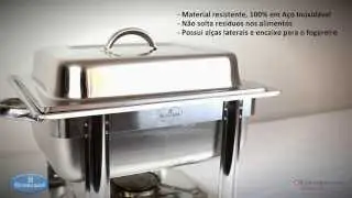 Rechaud Banho Maria A&ccedil;o Inox Quadrado - 4 Lts - Brascool