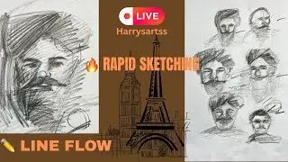 👉 Rapid Face Sketching LIVE ✏️ | Line Flow, Expressions & Loose Shading