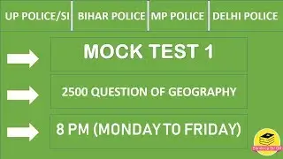 8PM || MOCK TEST 1|| UP SI / BR POLICE / DL POLICE. || Geography 2500 Q || By #Sandeep_Sir_GK