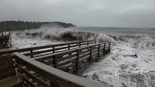 Crazy waves at Pemaquid Beach, Maine - January 13, 2024