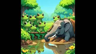 frogs 🐸 🐸 🐸  help the elephant 🐘#funnyanimals #cartoon#animation #frogcartoon#elephant#