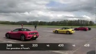 4 generations of Ferrari head to head: 360 vs 355 vs 430 vs 458