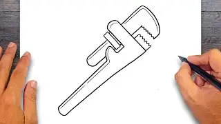 How to draw Pipe Wrench - Pipe Wrench Drawing Ideas