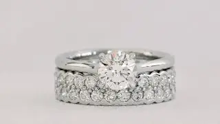 1 ct Round Lab Diamond Solitaire with Double Row Bezel Eternity Band in Platinum | Ada Diamonds