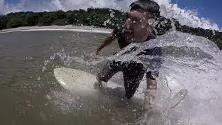 Surfing Perfect Waves with shortboard in beautiful Cabuya Montezuma Costa Rica