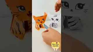 Origami Cat Pets Feeding, Origami Cats Folding, Paper Pets, Easy Origami for Kids