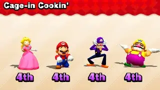 Mario Party Top 100 - Cage in Cookin' - Mario vs Peach vs Luigi vs Waluigi