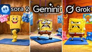 Sora 2 vs Gemini vs Grok Remake iconic Scenes From Spongebob