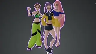 The program creates a 3D model. Rumi, Mira, Zoey. KPop Demon Hunters. fan art Netflix. Huntrix.