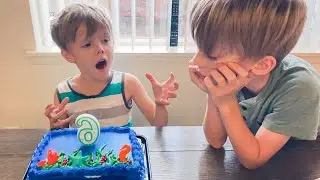 Brother blows out birthday candles!
