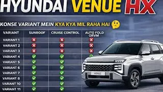 Hyundai Venue HX | 11 Manual & 7 Automatic Petrol Variants | Features Comparison
