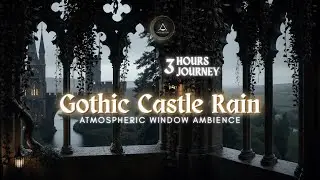 DARK GOTHIC WINDOW PROJECTION: 3 HOURS Castle Rain 🌧️ | Medieval Fake Window for Sleep & Focus
