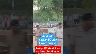 Kavach4.0 fitted#Wap7 with Highsecurity Inspection Special Train।Gang of Wap7 at MadhopurYard#shorts