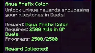Unlocking the Aqua Prefix color in Hypixel Duels! (2500 OP Duels kills)