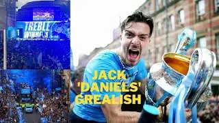 JACK 'DANIELS' GREALISH Turns Up In Style For The Manchester City Victory Parade.