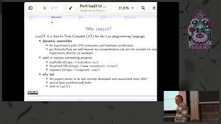 Port luajit to RISC-V Motivation, first steps and perspectives