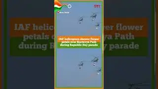 IAF helicopters shower flower petals over Kartavya Path during Republic Day parade