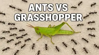 Ants vs Grasshopper Fight  । Ants hunting. #ants 🔥