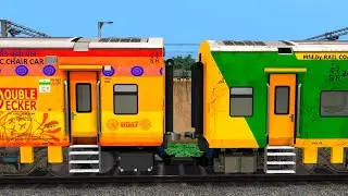 WAP-7 ELECTRIC Locomotive Coupling Red DD TO  Green DD Coaches | indian railways | railroad tracks