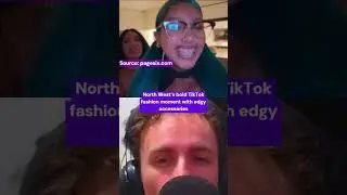 Смелый модный образ Норт Уэст в TikTok с дерзкими аксессуарами.