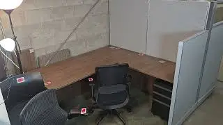 New 6&times;6 Web Cubicle Workstation with Modern Walnut Desk